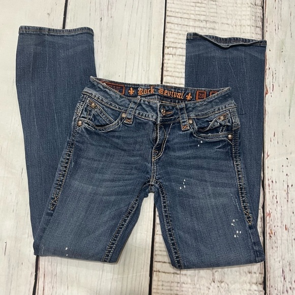 ROCK REVIVAL JEANS “Patti” boot western boho Vintage 90s Y2K Sz 28 *altered - Picture 5 of 13